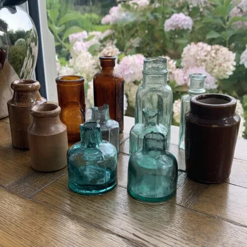 Vintage stoneware ink - vintage, bottles