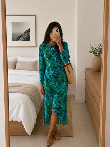 Zara floral midi sleeve - midi, 3/4