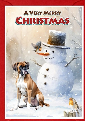 Boxer dog christmas card - christmas,