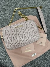 Genuine Miu Miu Matelasse Pink Leather Handbag Crossbody Bag with Dust Bag