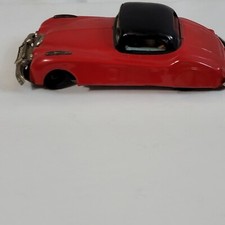 Vintage 1960s Jaguar Coupe XK Hardtop Tin Car Toy - Red Great condition