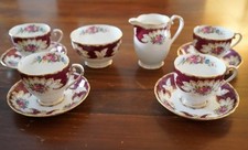 ROYAL GRAFTON Afternoon Tea Cup & Saucer set w/ jug&bowl Academy Burgundy #6630