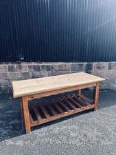 Antique Victorian Drapers Mill Table, Pitch Pine, Kitchen Island, Storage, Desk