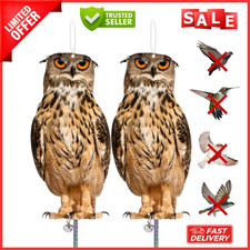 2PCS Owl Bird Scarer Set Pigeon Deterrent w/ Tape for Home Roof Pond Garden New