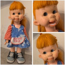 1974 HORSMAN TESSIE TALK 18" Red Hair Ventriloquist Toy Doll Figure Vintage RARE