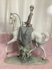 Rare Lladro White Horse Girl