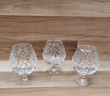 Set of 3 Royal Doulton Georgian Cut Lead Crystal Brandy Glasses