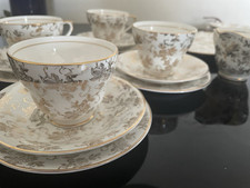 LONGTON MADE IN ENGLAND   4 TRIO TEA CUPS                                       