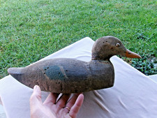 VINTAGE HAND CARVED DUCK DECOY W/TACK EYES