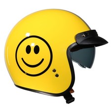 Frank Thomas Open Face Motorcycle Helmet Yellow Smiley Face