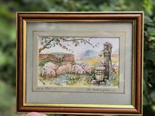 ⭐️ GLENDA RAE Rural Landscape THE MEETING PLACE Pigs Farm Animals - SIGNED ⭐️ 