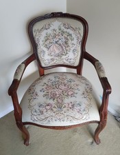Beautiful antique, French style parlour / bedroom chair with tapestry upholstery
