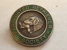 VINTAGE HUNTING HUNT ENAMEL BADGE FLATCOATED RETRIEVER SOCIETY