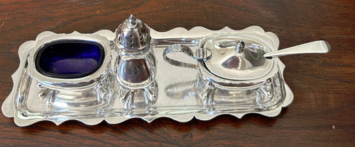 Vintage silver plate cruet set - cruet,