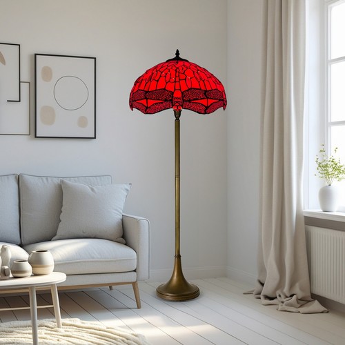Red floor lamp tiffany style - lamp,