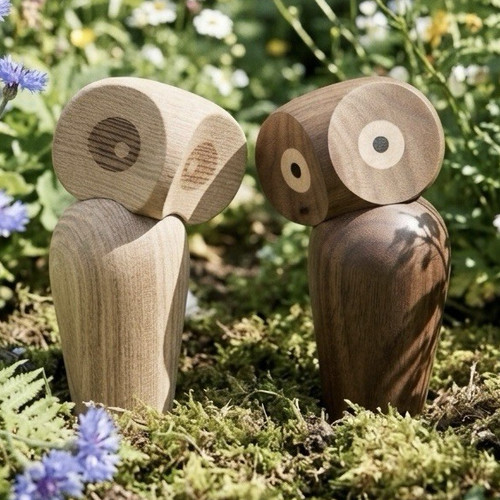 Wooden owl figurines set - owl, 2