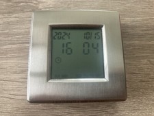 Funky Clock with Weather Station Functions and Alarm. Brushed Metal
