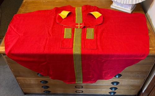 Red chasuble and stole - , by