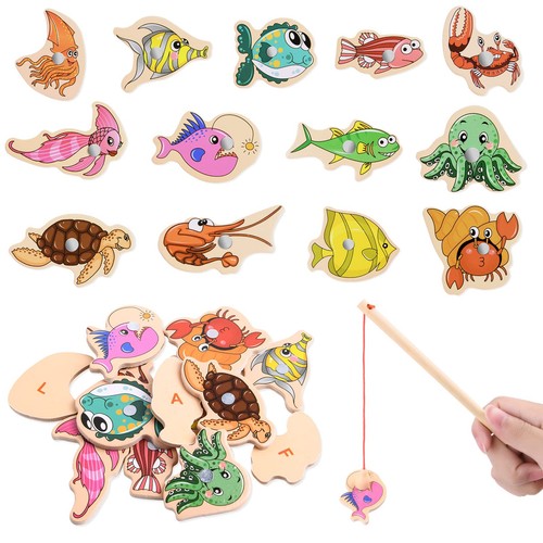 Wooden magnetic fishing - magnetic,