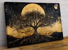 Tree of Life Gold Moon Canvas