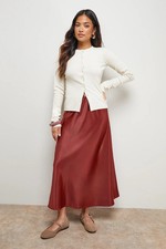 Oasis Rust Midi Skirt Womens