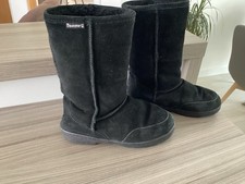 Bearpaw Ladies Black Fur Lined Pull On Suede Winter Boots Size Uk 5
