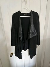 Zara black cardigan with leather insert on collar for girls 15-16 years old