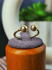 9ct Yellow Gold Split Ball Ends Ring Twisted Shank Size N-Q Adjustable Size 375