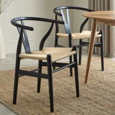 Dusk Jade Black Beech & Natural Set of 2 Dining Chairs RRP £191