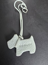 Radley Dog pale Grey  Leather Bag Charm, Tag, Good Used Condition 