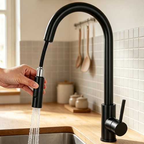Modern kitchen mixer tap pull - kitchen,