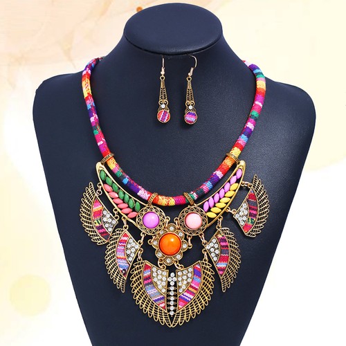 Bohemian necklace earring set - necklace,