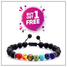 7 Chakra Bracelet Natural Healing Anxiety Gem Stone Reiki Jewellery Bead Gift