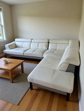 White Dfs leather corner sofa