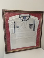 Framed Signed Alan Shearer Umbro England Shirt