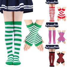 Kids Striped Fingerless Gloves