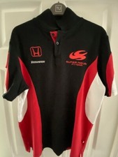 New Super Aguri F1 Team Polo Shirt - Medium - Red/Black - Honda Bridgestone