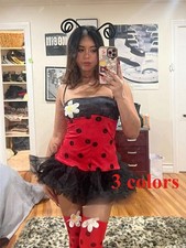 3 colors Bee Cosplay Costume Yellow/Red/Black Dress with Wings Party
