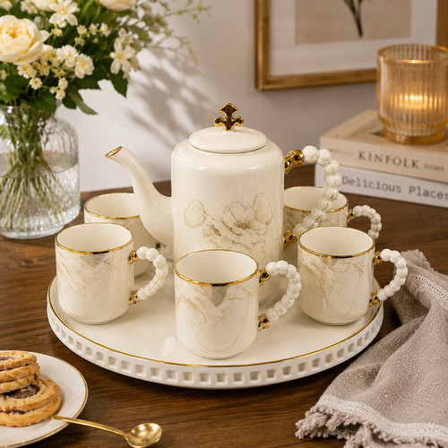 Luxury 8pc white ceramic tea - luxury,