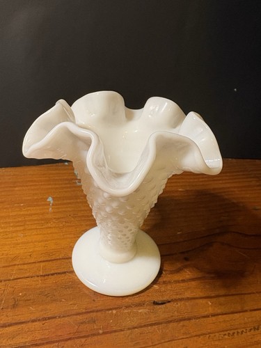White milk glass - white, hobnail