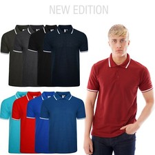 Mens Polo Shirt Short Sleeve Plain Tipping Collar Pique T Shirt Shirt Summer Top