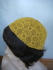 3 x Vintage Cotton Crochet Skull/Kippah/Yarmulke Caps