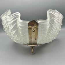 Clam Shell Glass Ceiling Pendant Light Frosted Art Deco Copper ColourBand 13Inch