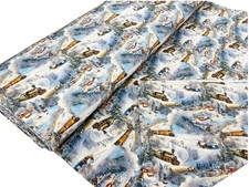 Christmas Train Cotton Fabric Snow Scene Polar Express for Craft and Dressmaking
