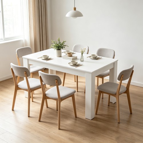White rectangular dining table - white,
