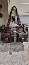 Mulberry Roxanne Dark chocolate leather large bag genuine Authentic