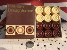 Vintage W.H.Smith & Co Interlocking Draughts Draughtsmen In Box 