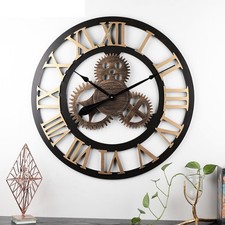 60cm Extra Large Roman Numerals Skeleton Wall Clock Giant Big Open Face Round UK