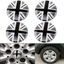 4pcs 52mm Gray UK Flag Wheel Center Hub Cap Badge Emblem Sticker For Mini Cooper
