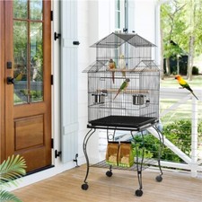 Large Parrot Cage Metal Bird Cage for Budgies Lovebirds Conure w/ Roof Top Stand